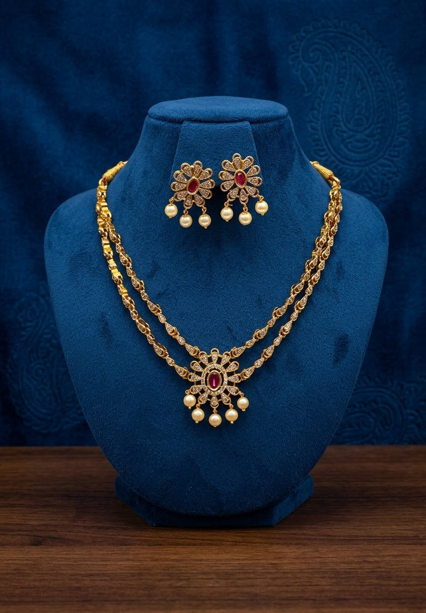Two-Layered Floral AD Necklace