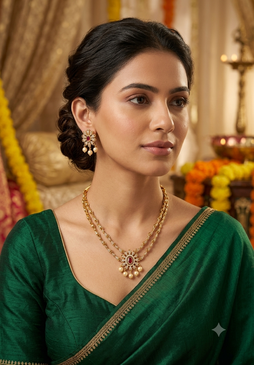 Two-Layered Floral AD Necklace