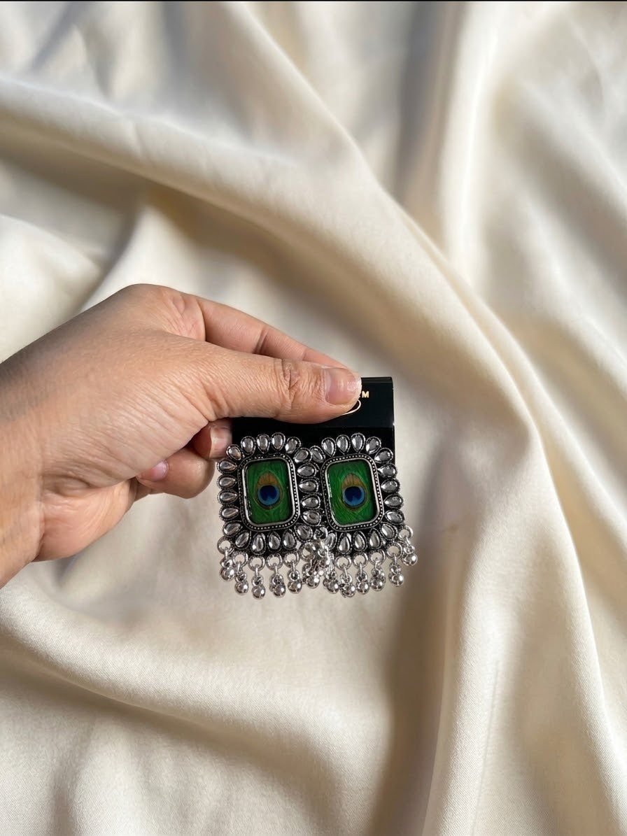 Silver Mayur Jhumka