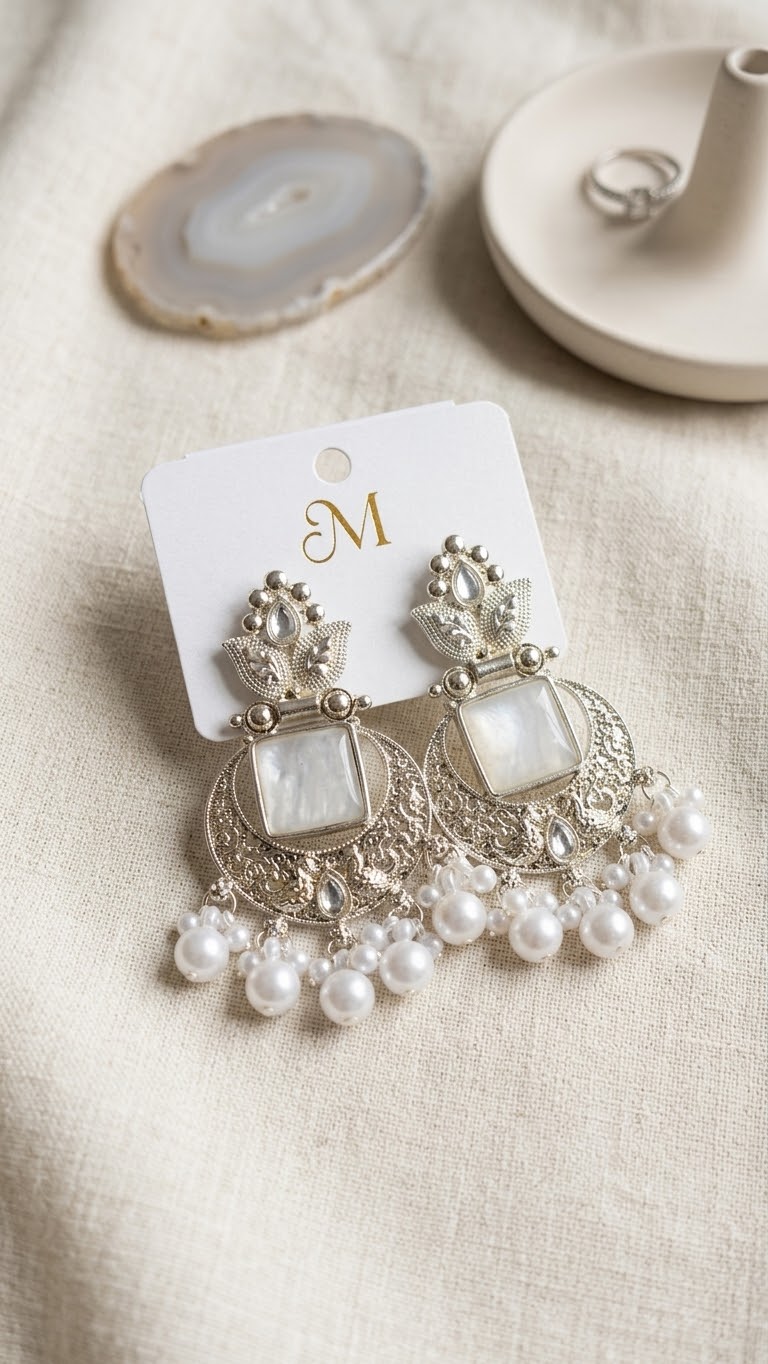 White Square Shape Moon Stone